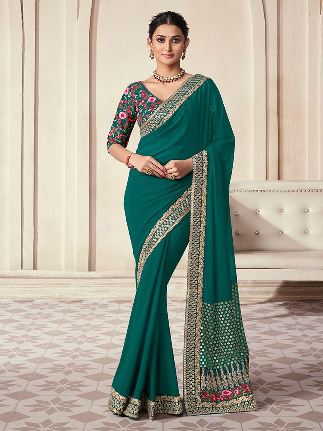 fusionic sequinned organza saree