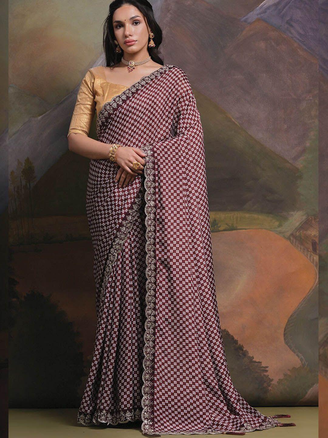 mitera sequinned pure georgette saree