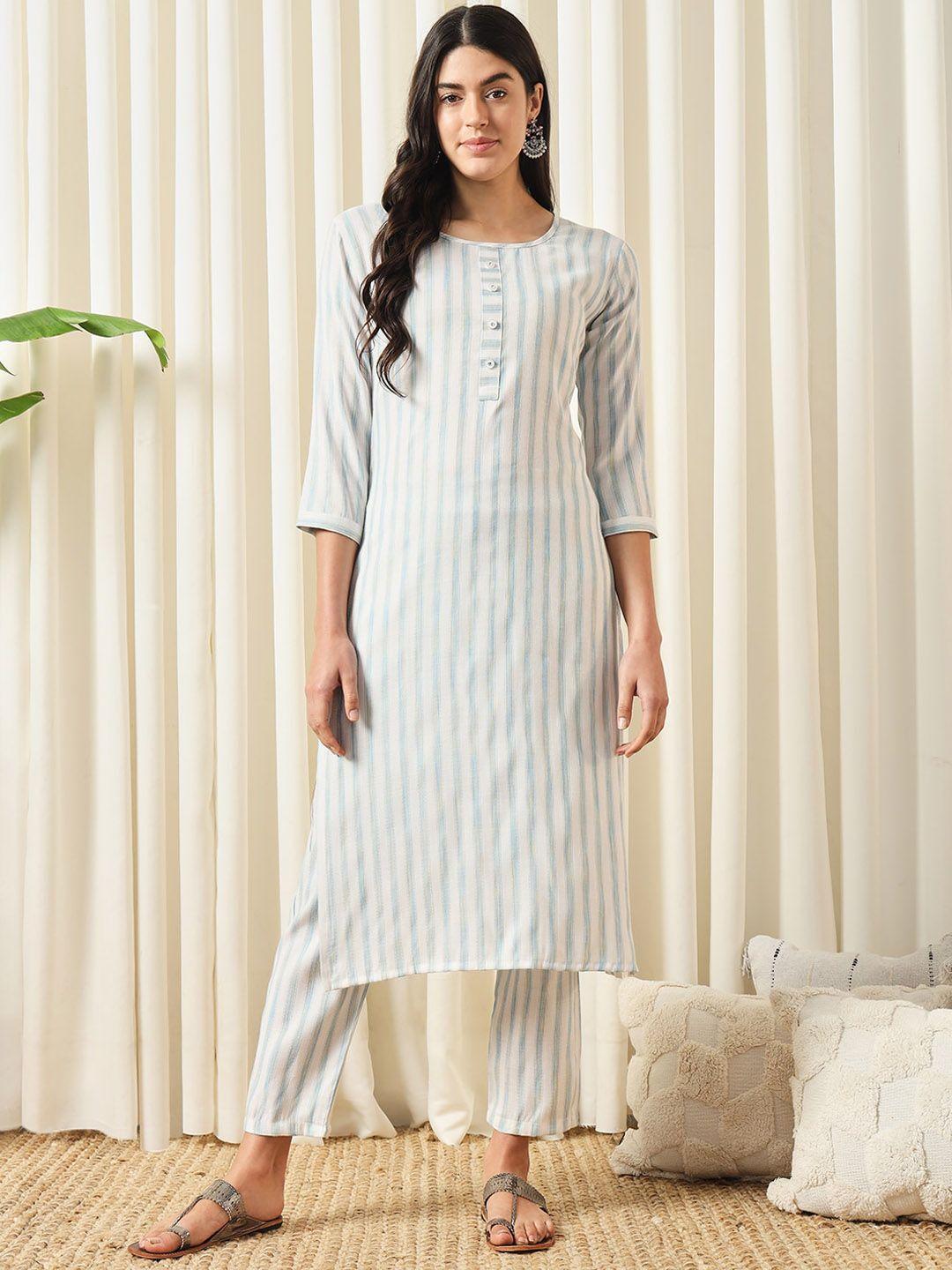 kalini women striped regular kurta with trousers