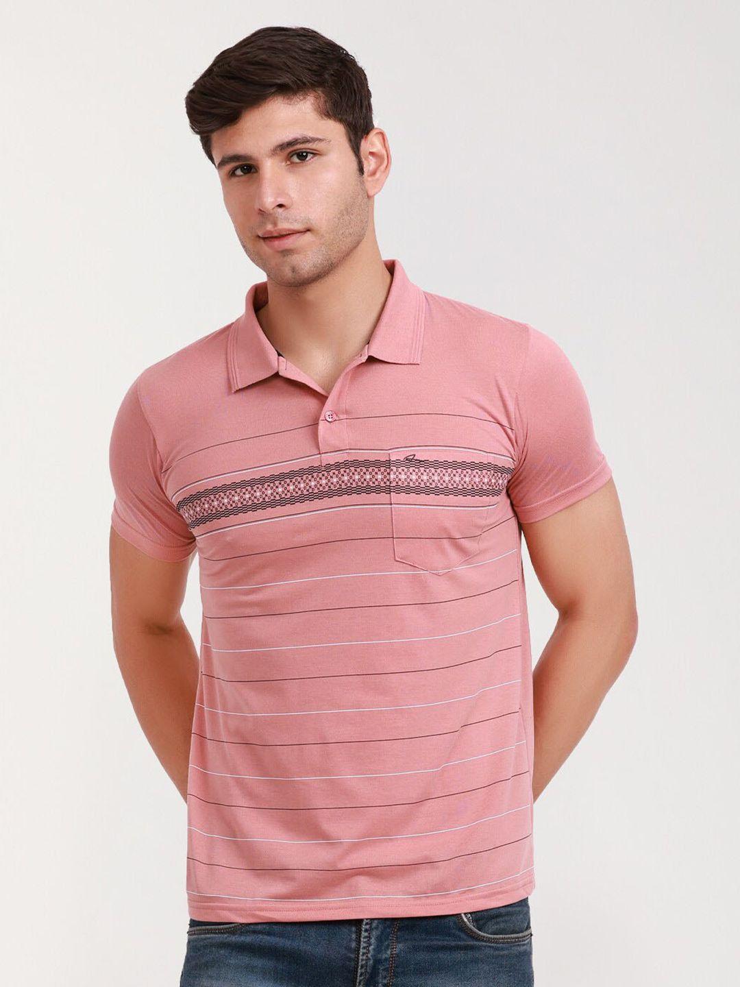 array men colourblocked polo collar pockets t-shirt