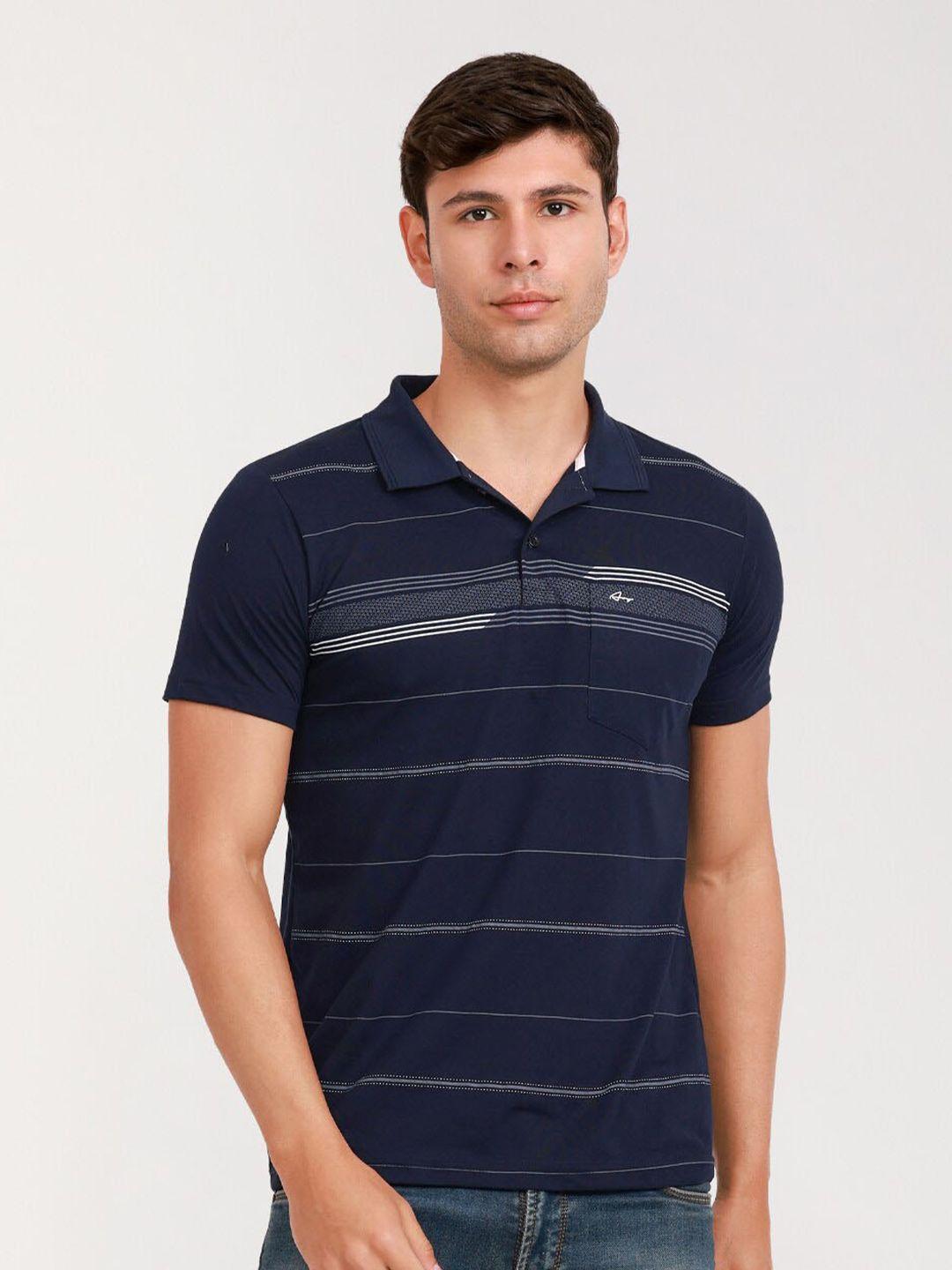 array men colourblocked polo collar pockets t-shirt