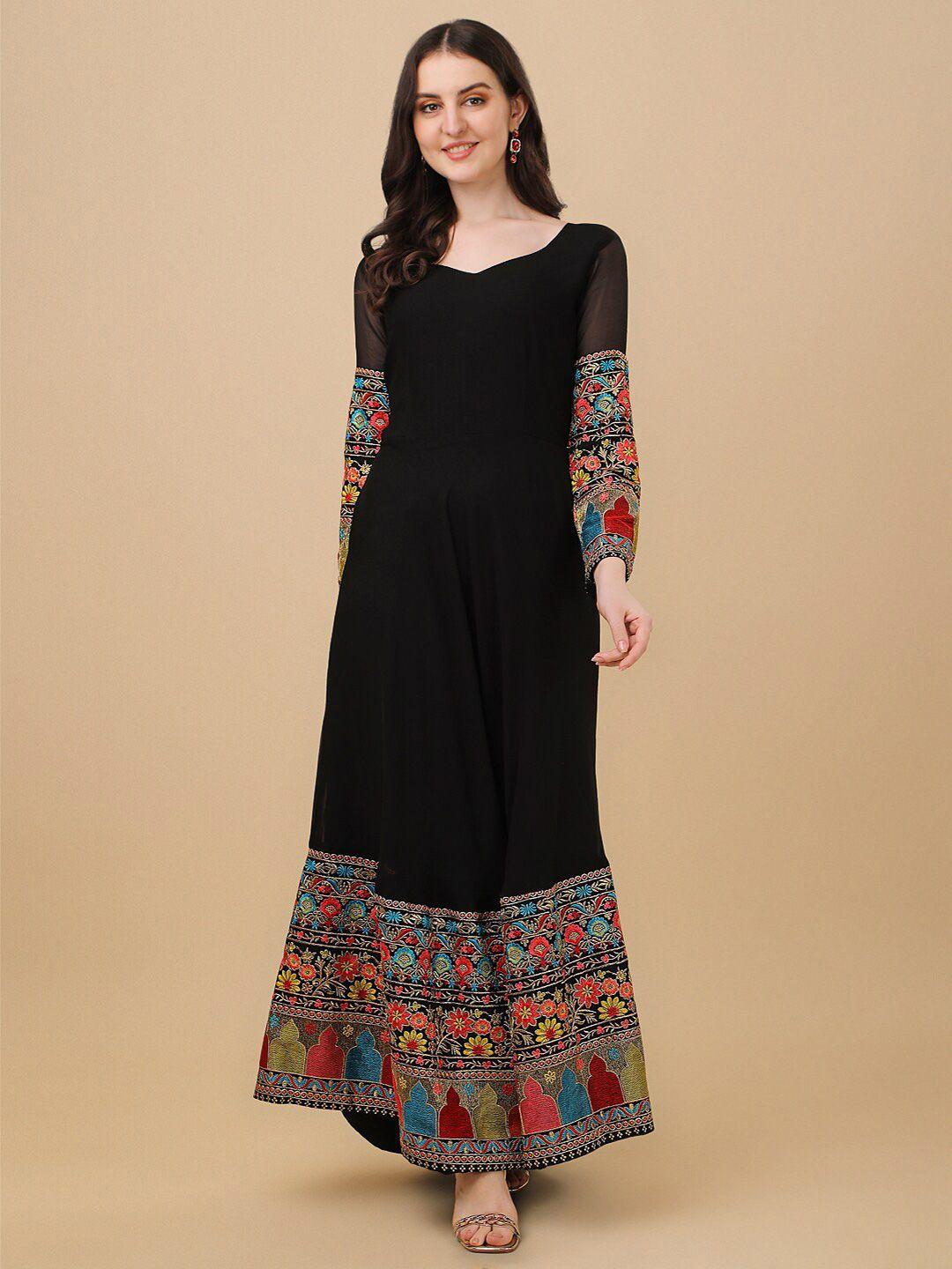 vidraa western store ethnic motifs embroidered georgette maxi ethnic dress