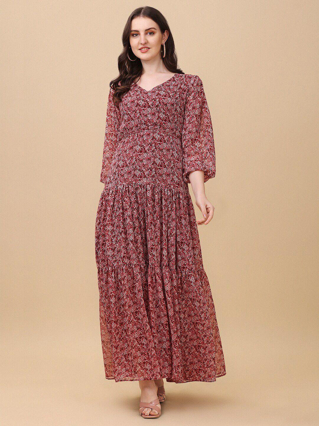 vidraa western store floral print georgette maxi dress