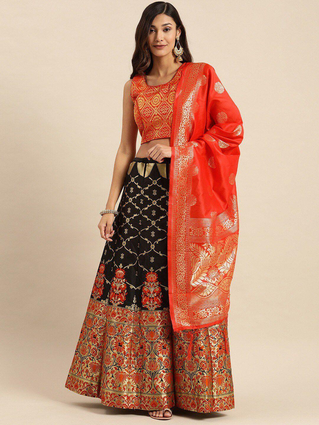 shaily woven design semi-stitched lehenga & blouse with dupatta