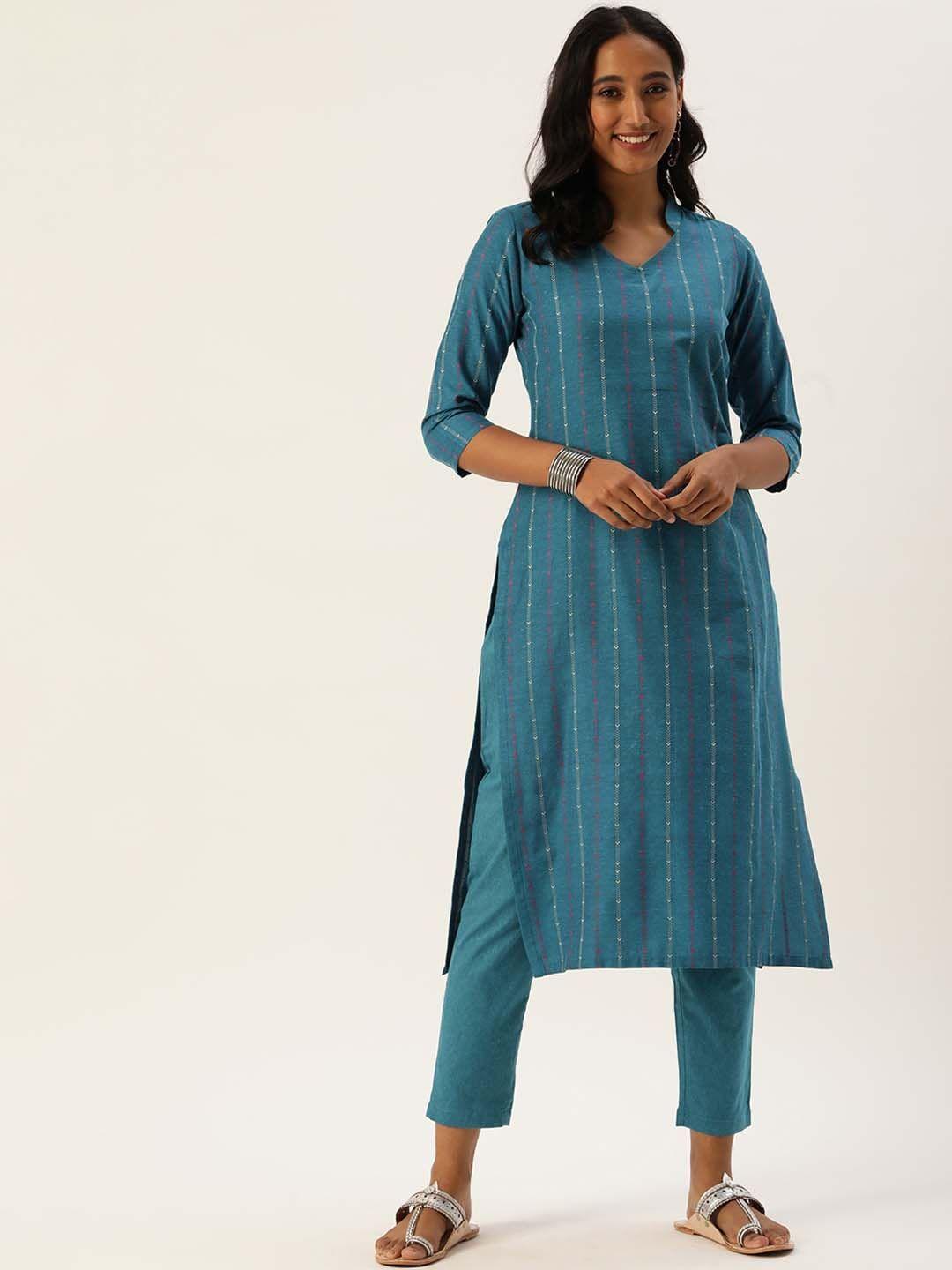 kalini striped straight kurta with trousers