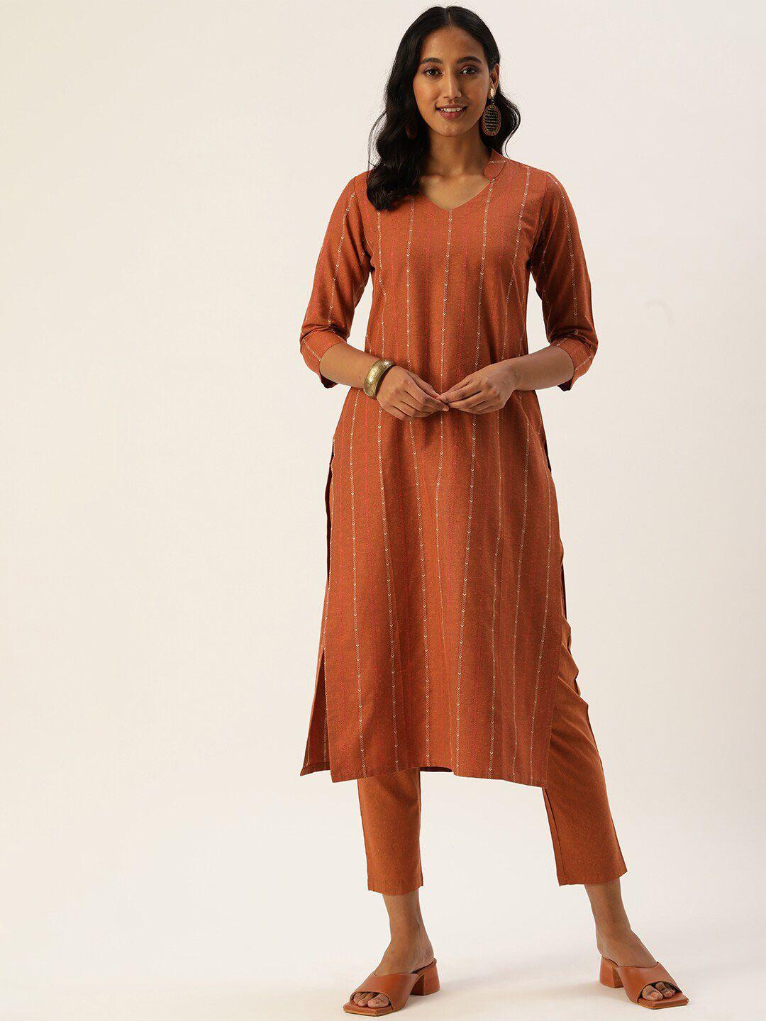 kalini woven design straight kurta with trousers