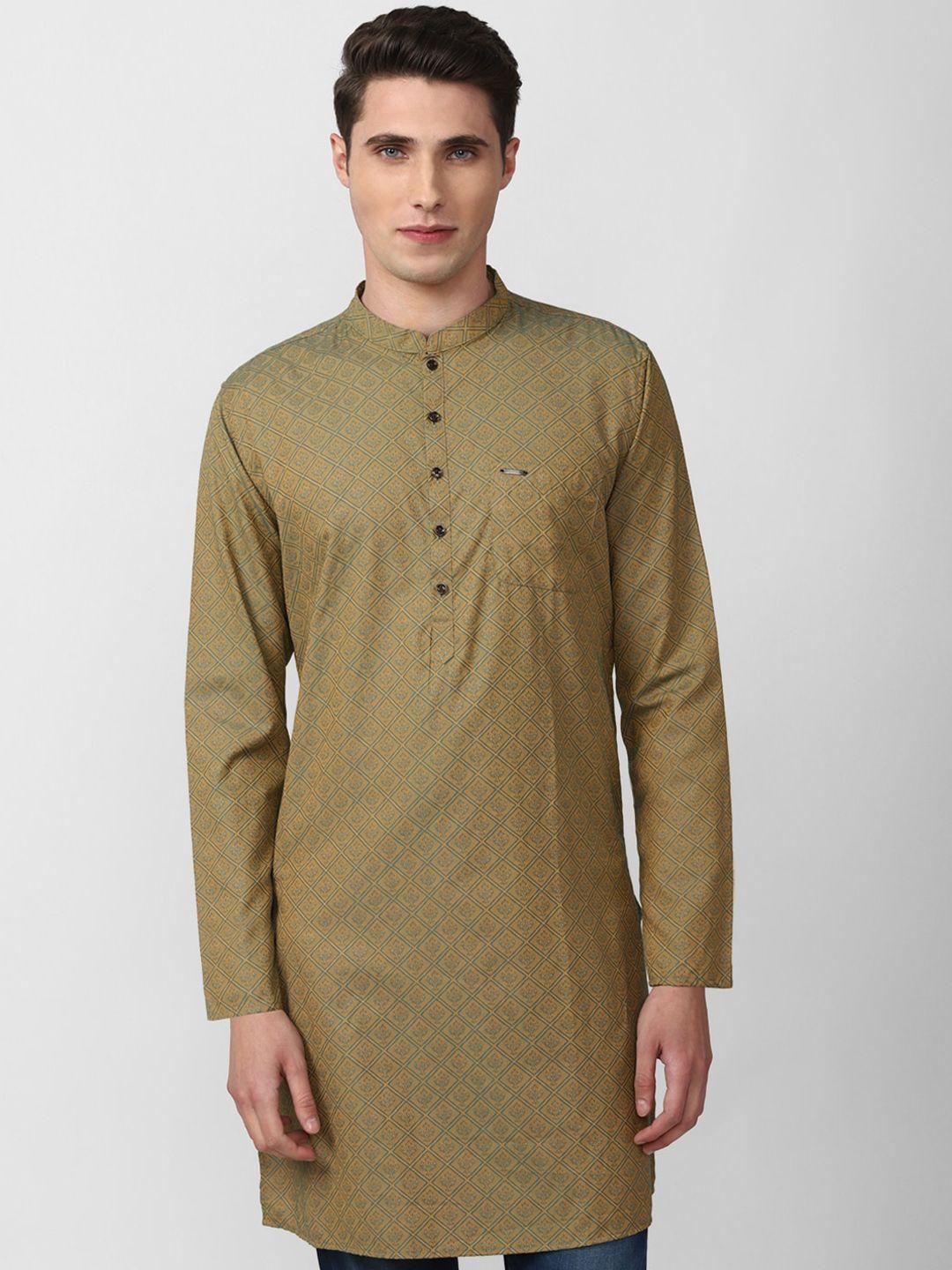 peter england printed mandarin collar long sleeves kurta