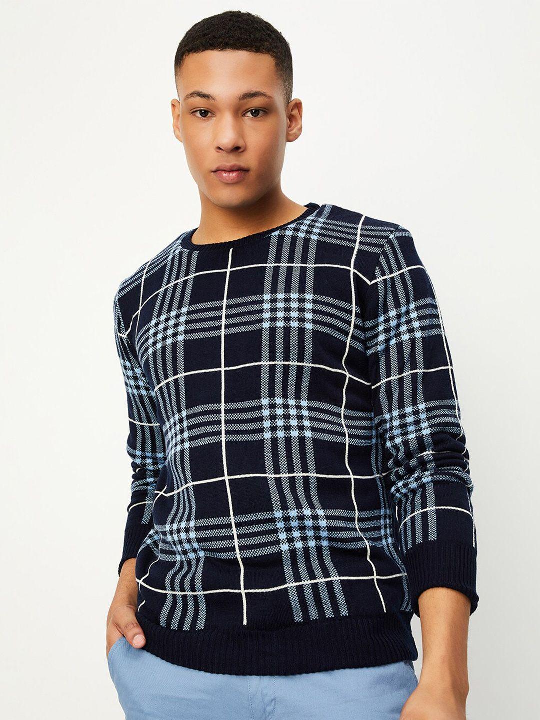 max men checked pullover