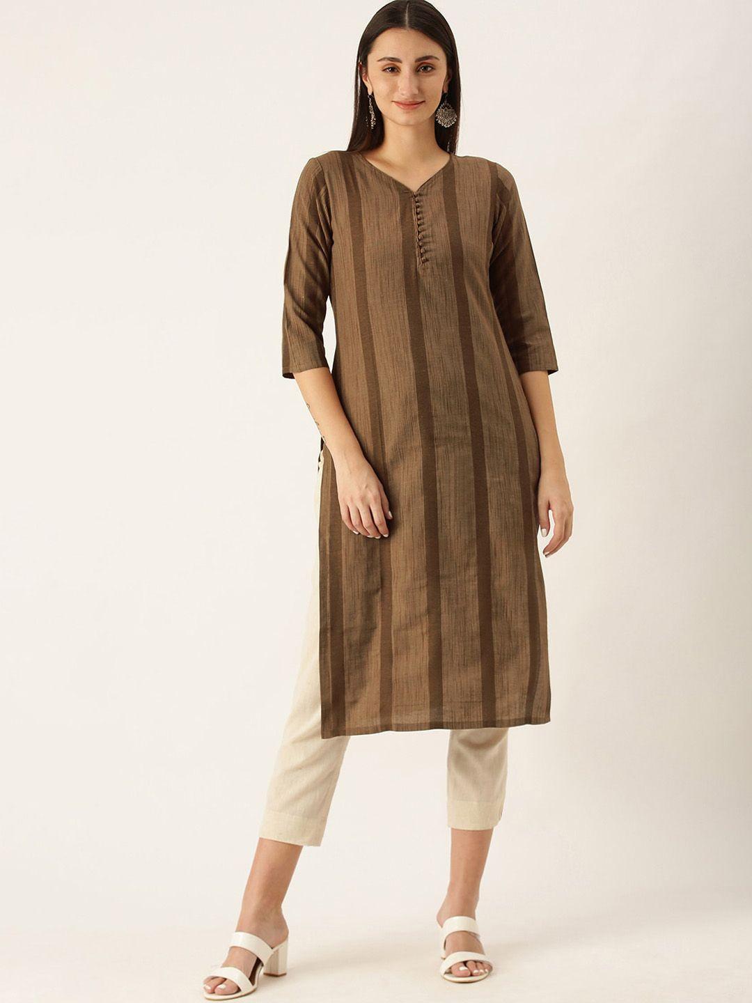 kalini striped v-neck straight kurta