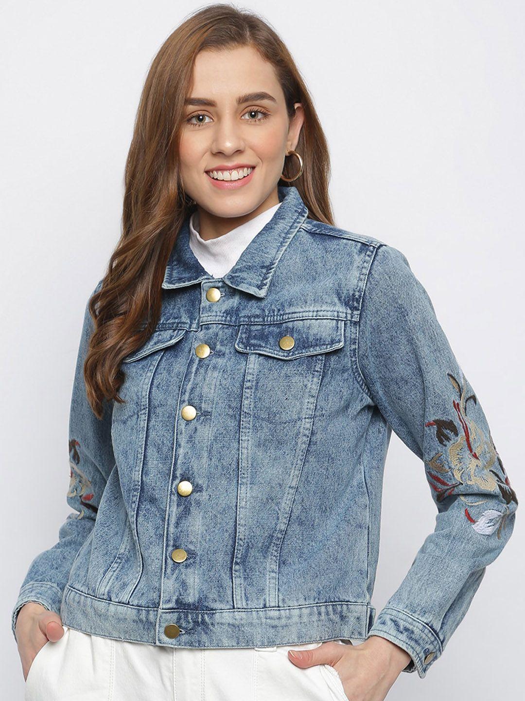 tales & stories washed lightweight crop cotton denim jacket