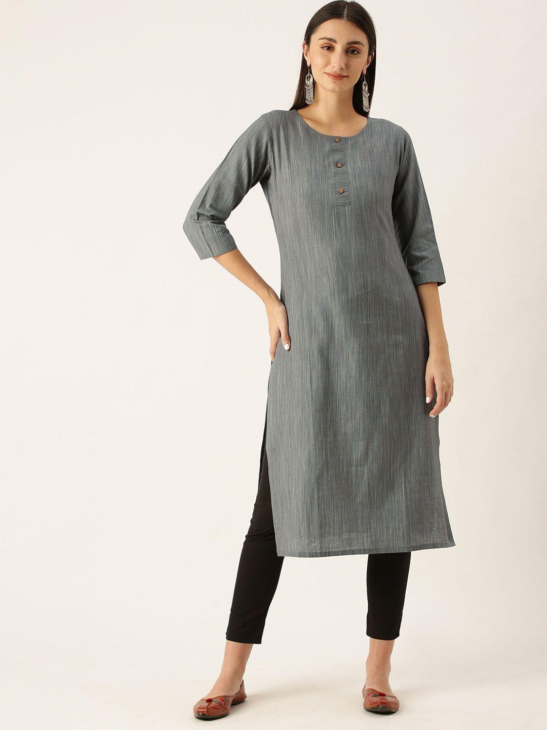 shaily women keyhole neck thread work kurta