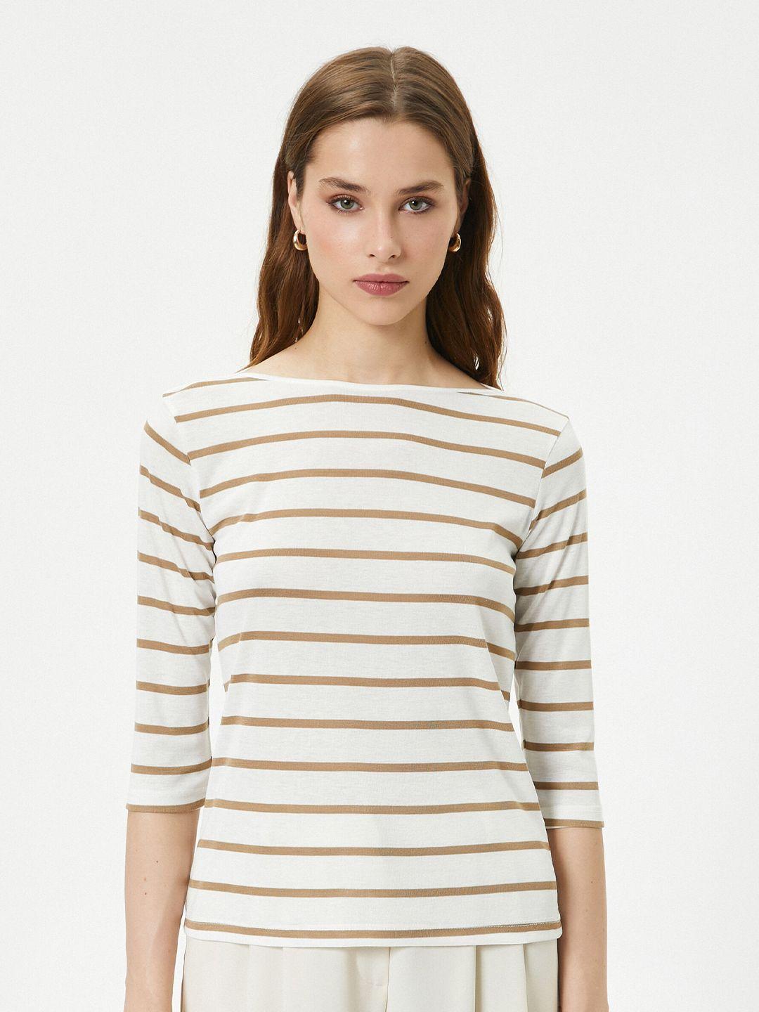 koton striped round neck t-shirt