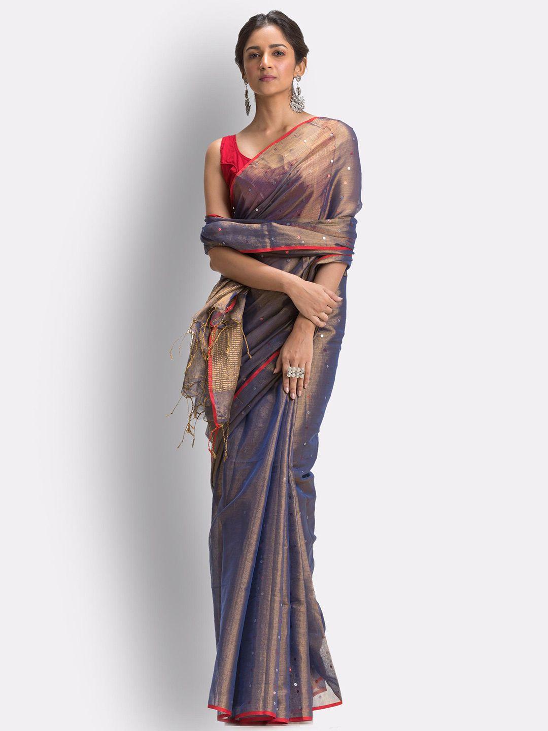 angoshobha polka dot zari art silk saree