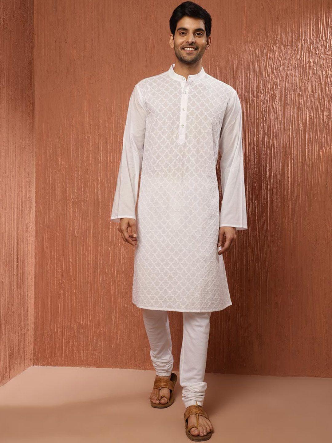 fabindia ethnic motifs chikankari embroidered straight kurta