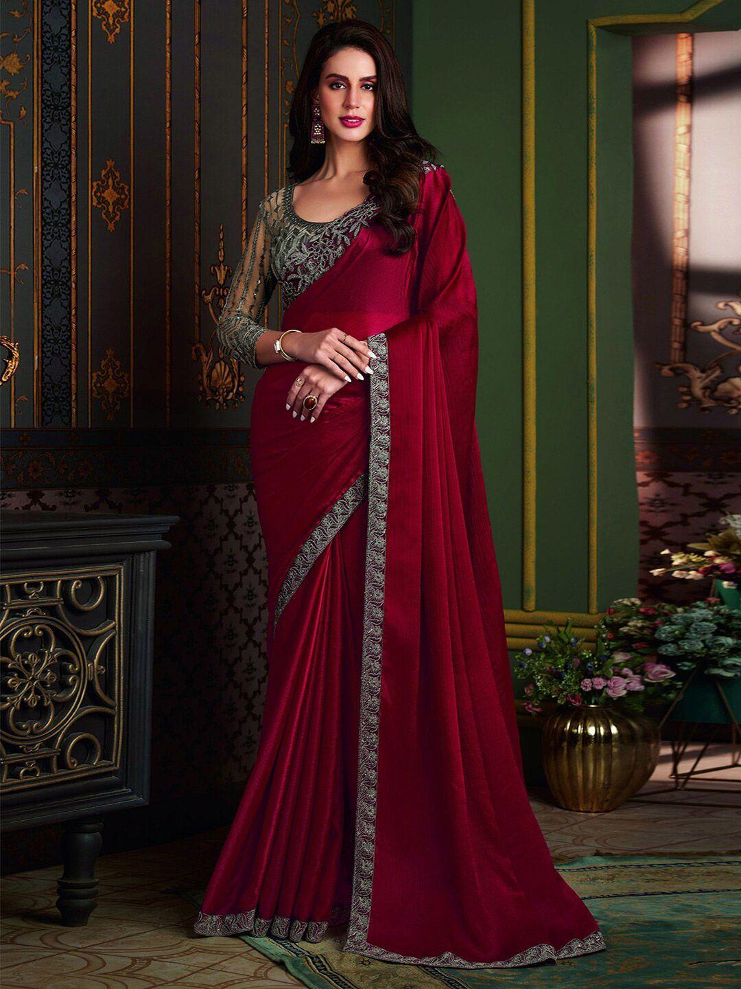 mitera embroidered satin kota saree