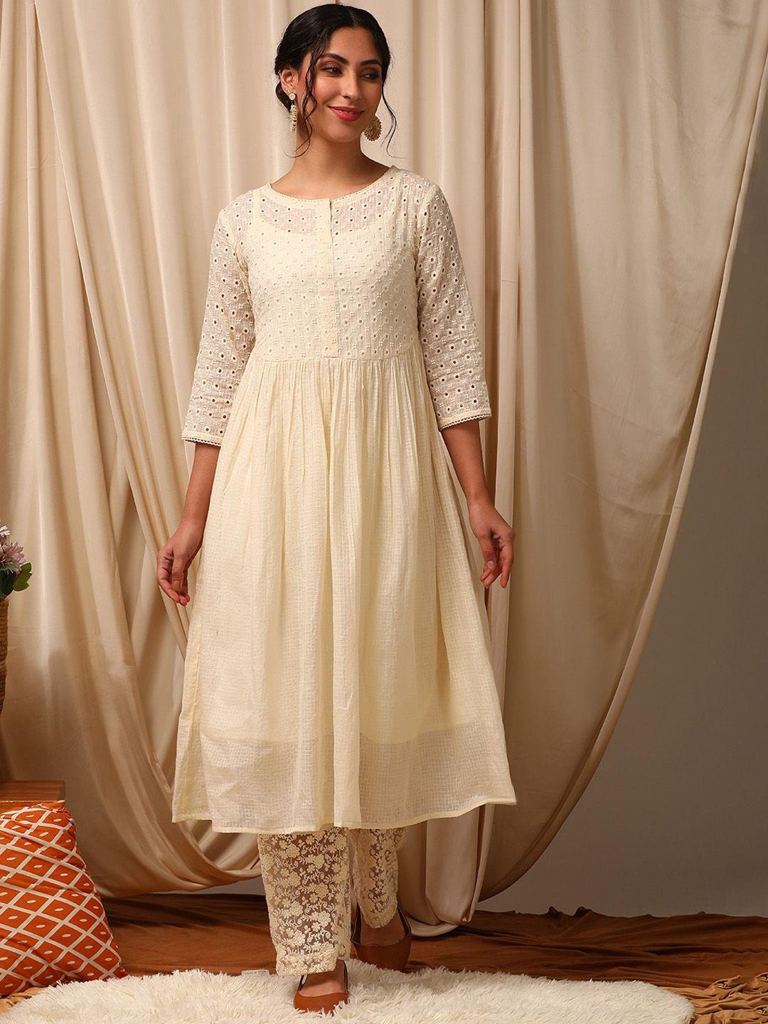 inddus ethnic motifs embroidered anarkali kurta