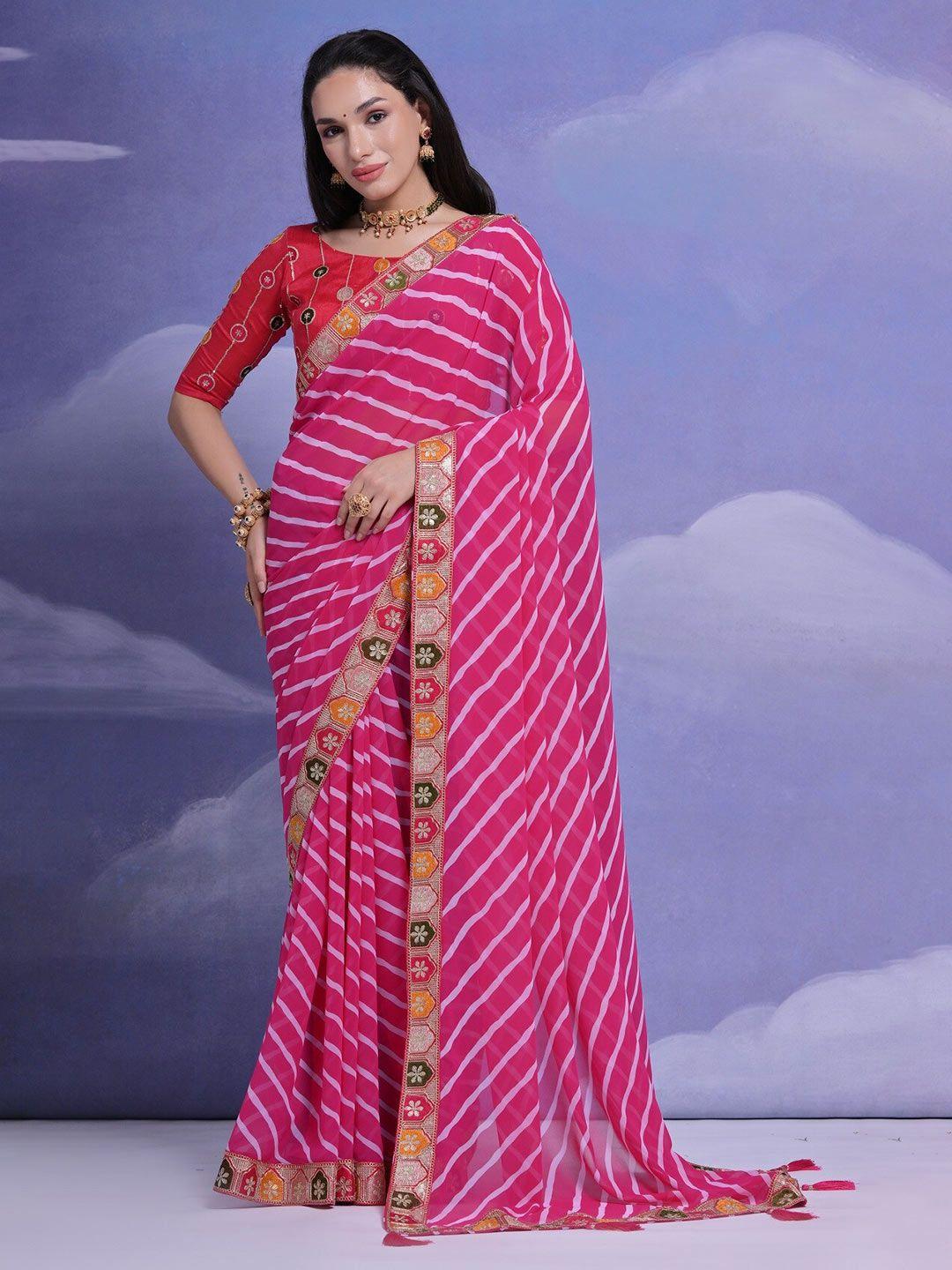 mitera leheriya printed embroidered pure georgette saree