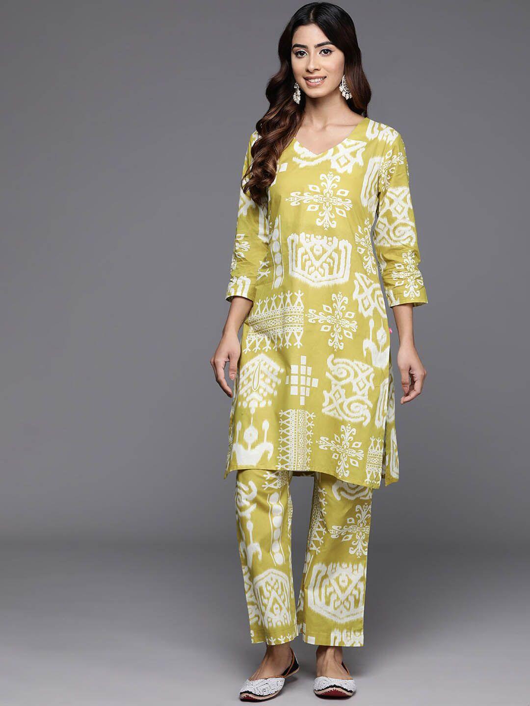 varanga printed straight pure cotton kurta & trousers