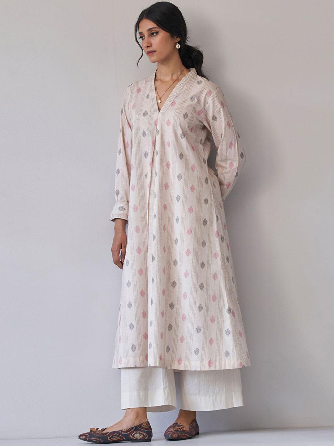 ganga printed a-line pure cotton kurta with palazzos