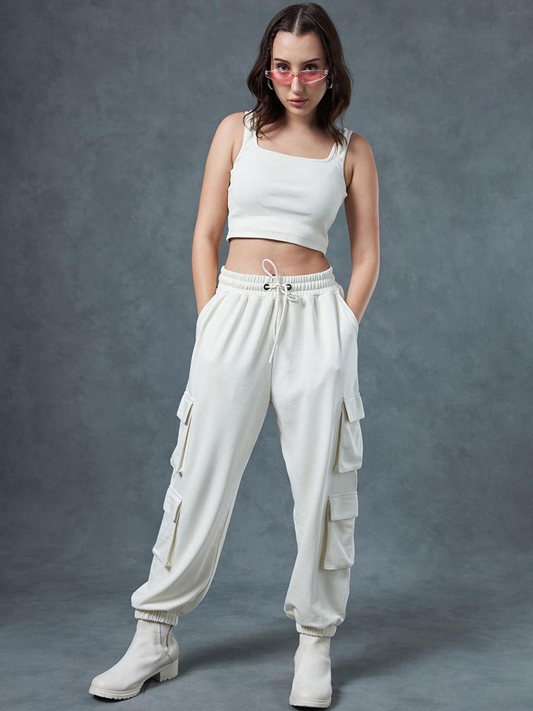 bewakoof shoulder straps crop top with joggers