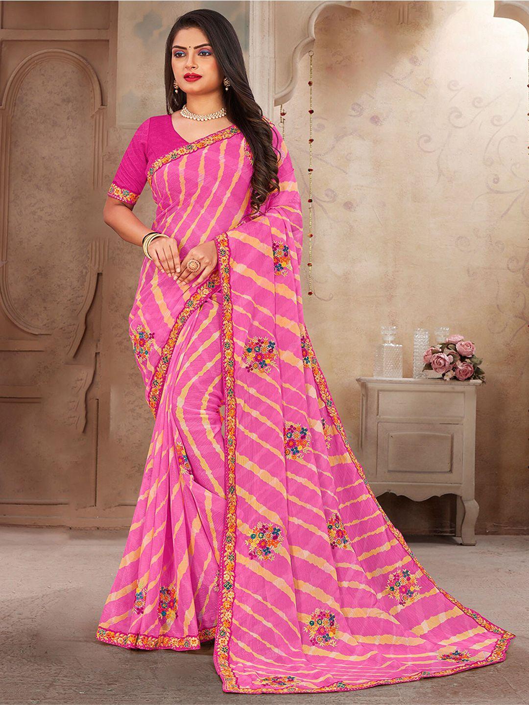 anouk leheriya embroidered leheriya saree