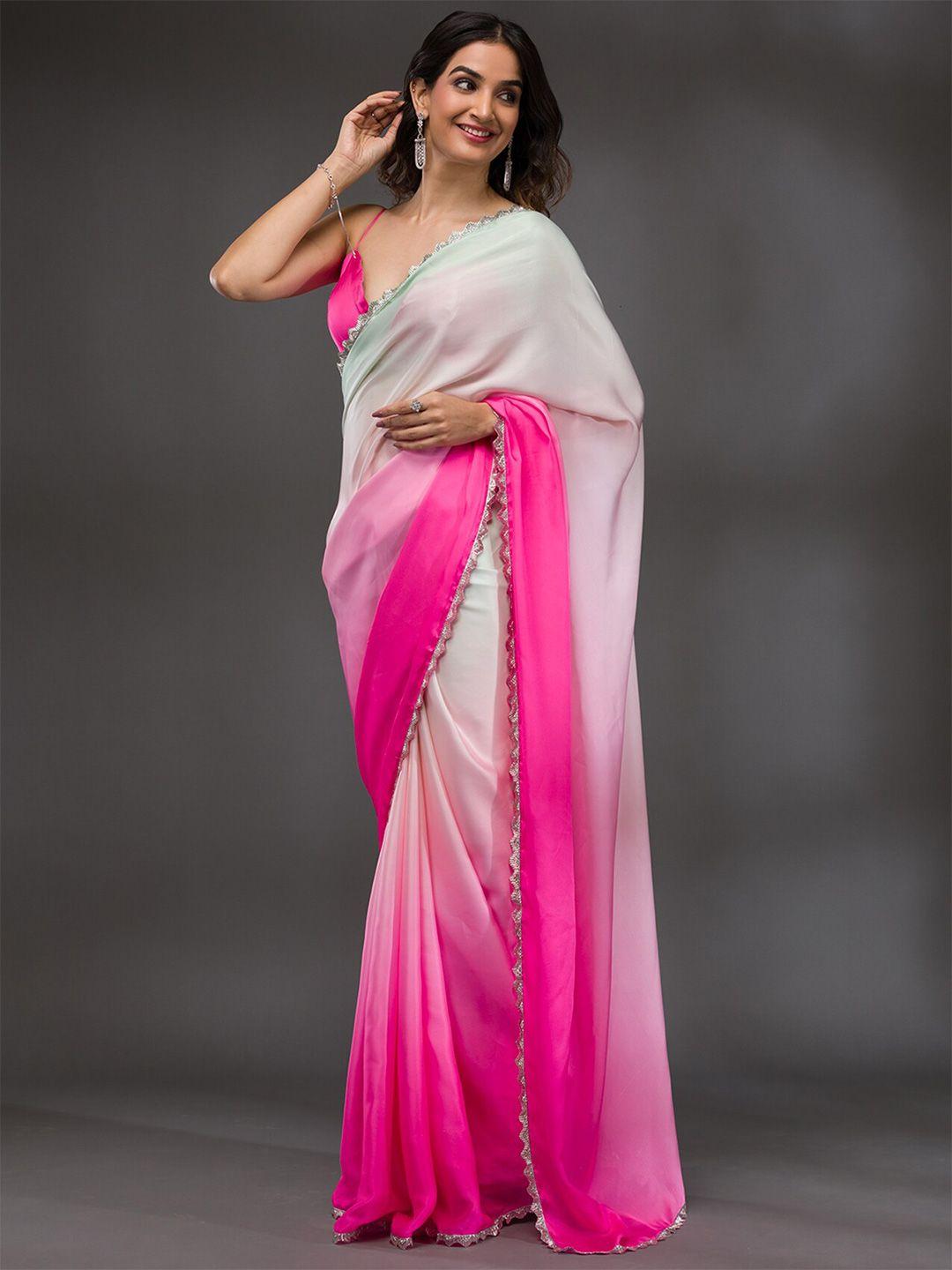 koskii ombre beads and stones satin saree