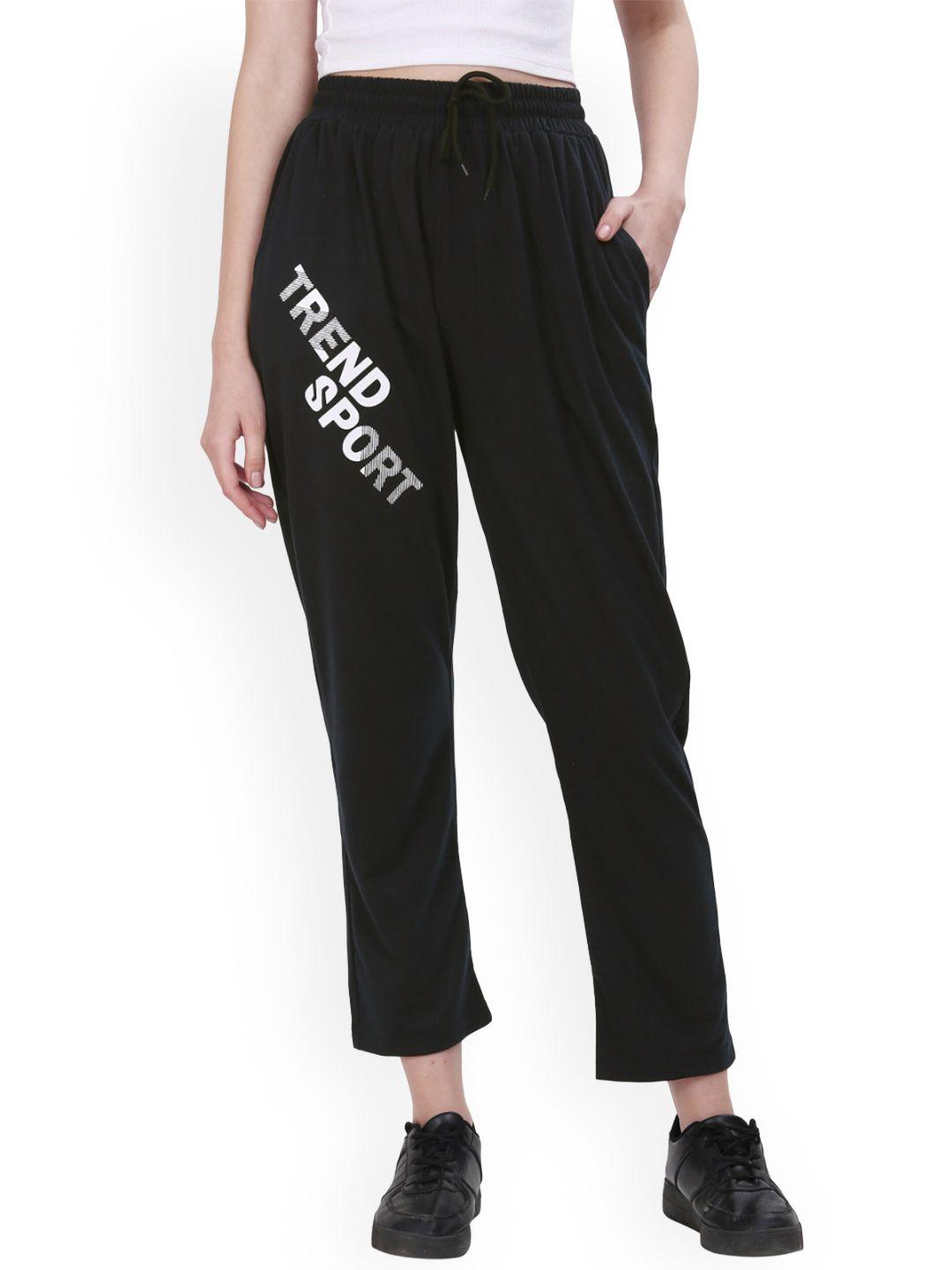 fashionable women typography printed cotton track pants