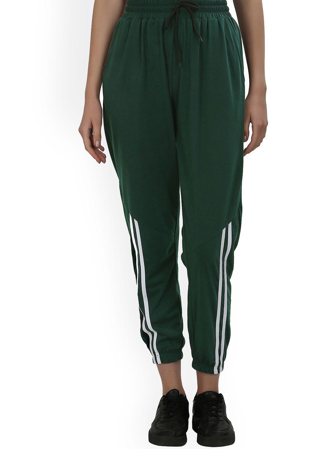 fashionable women striped mid-rise cotton joggers