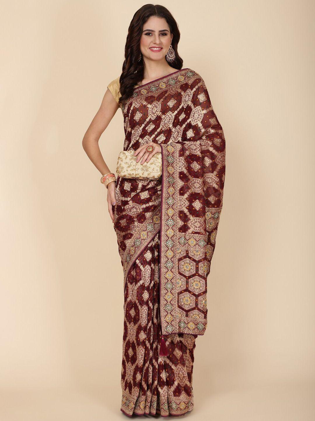 meena bazaar ethnic motifs woven design zari saree