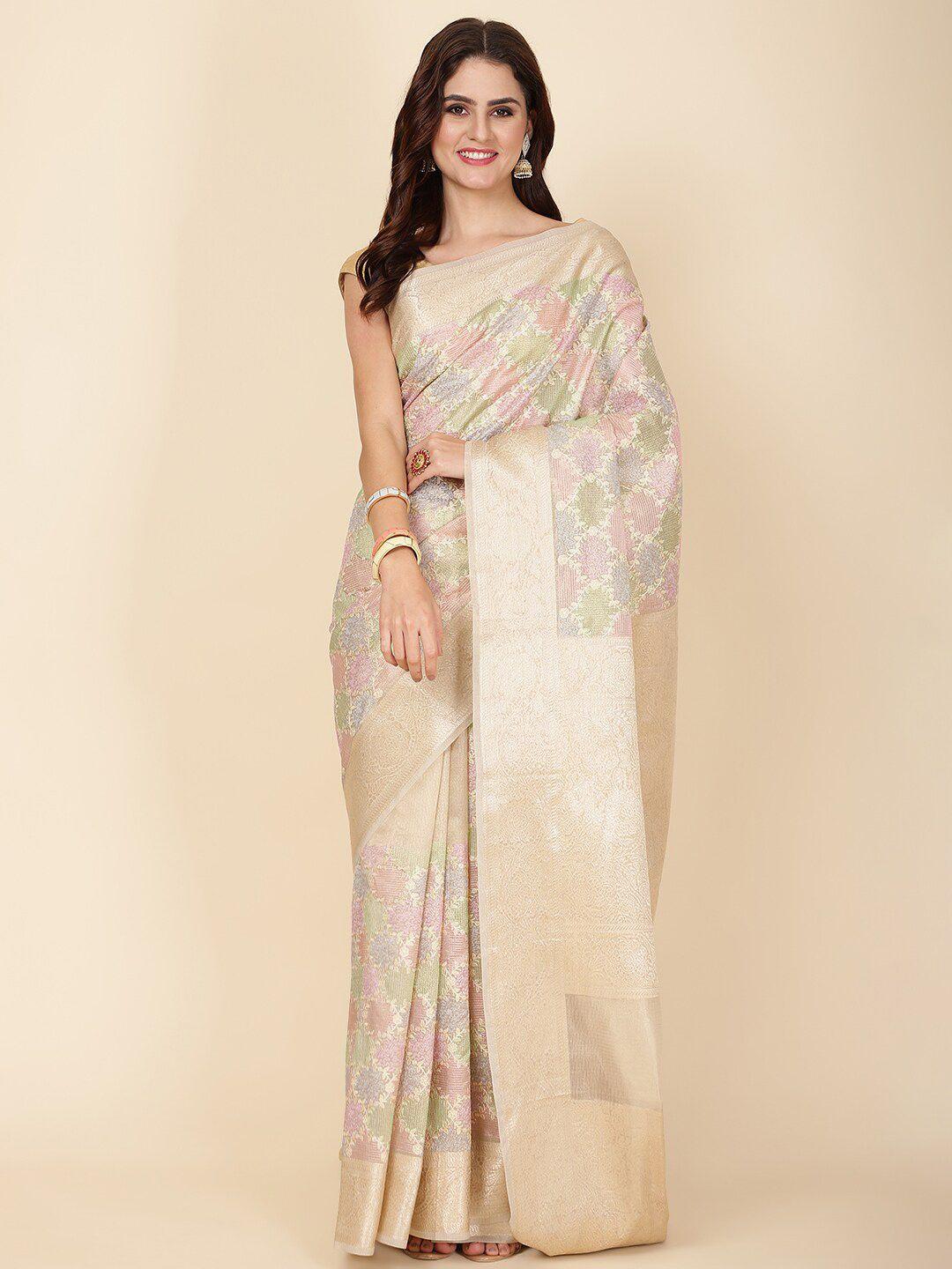 meena bazaar ethnic woven design zari tissue saree