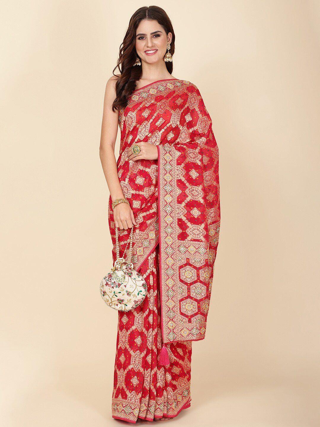 meena bazaar woven design zari saree