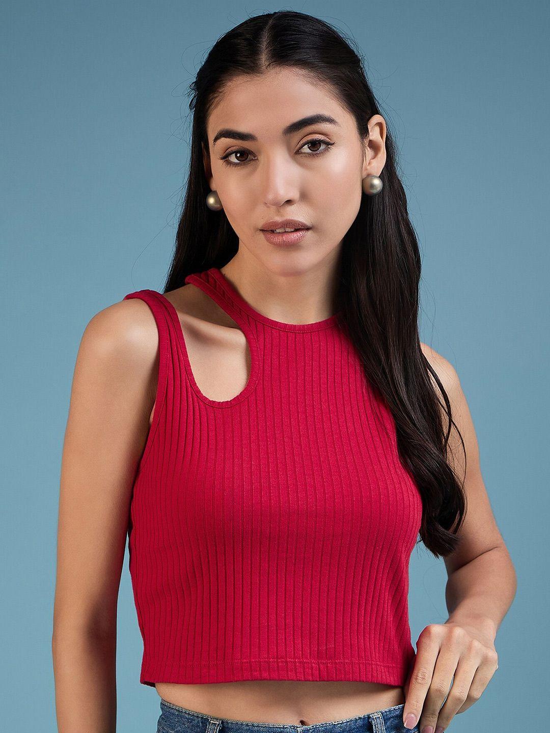 dressberry vertical stripes styled back crop top