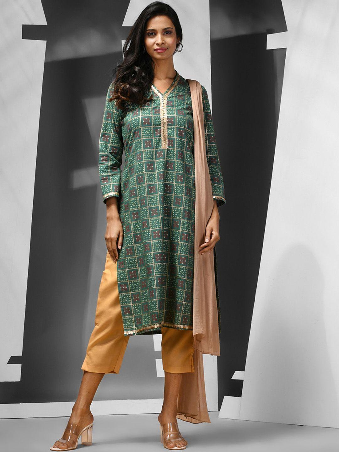 charukriti women ethnic motifs printed regular kurta with trousers & with dupatta