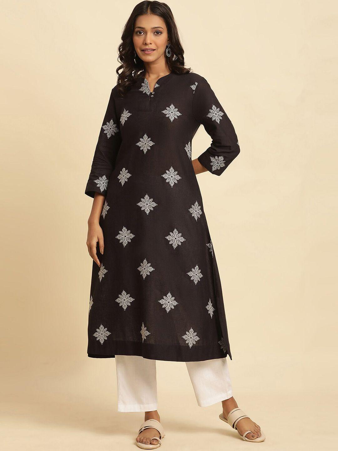 w floral embroidered thread work a-line kurta