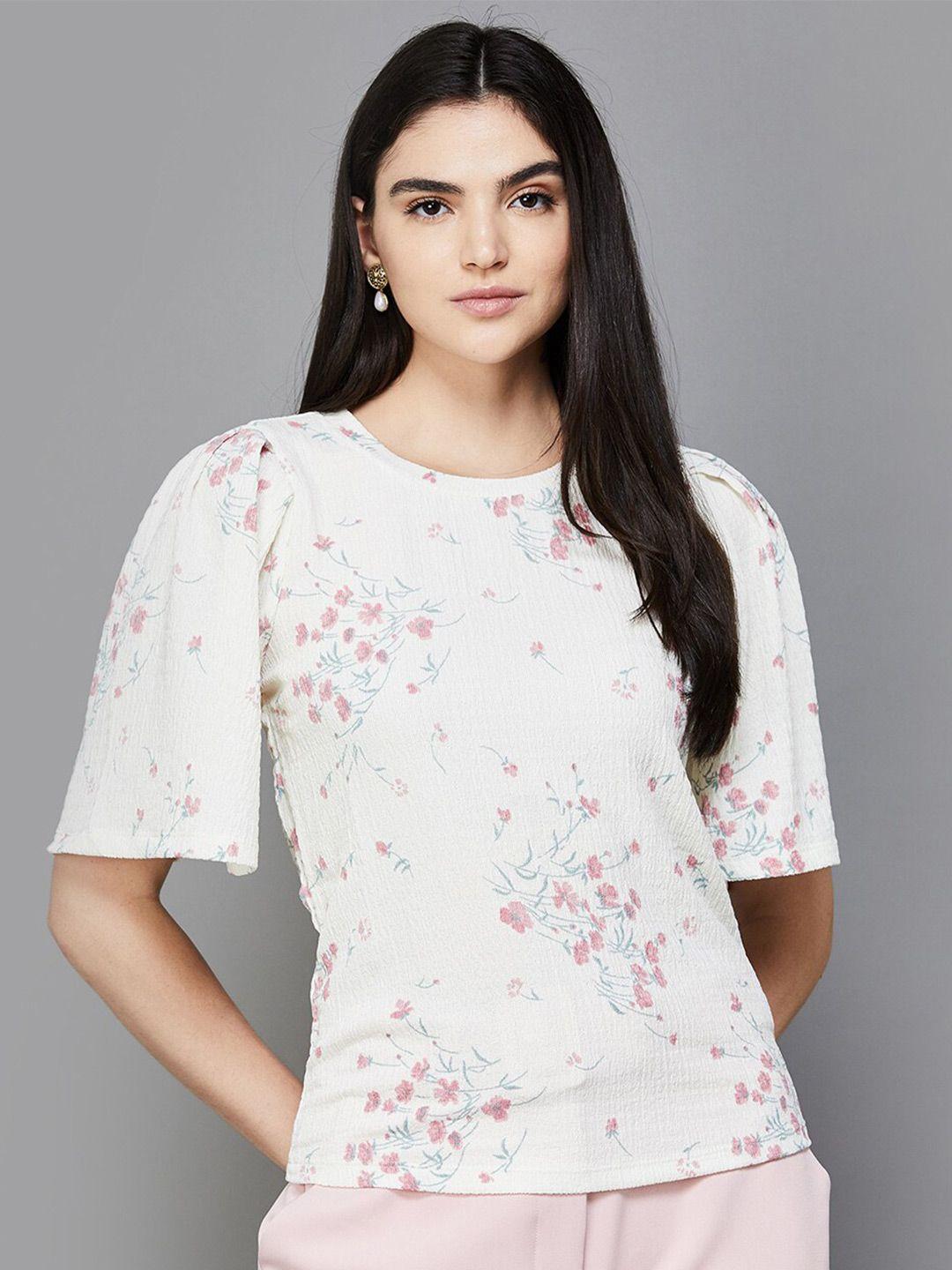 code by lifestyle floral print flared sleeve top