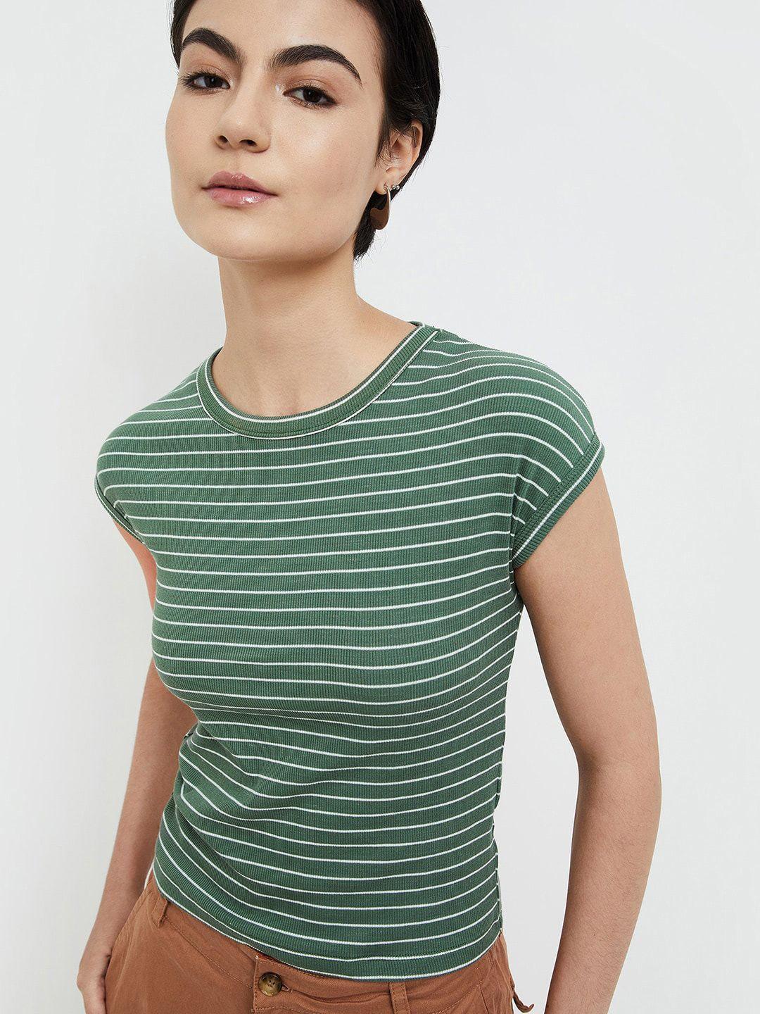 ginger by lifestyle striped extended sleeves cotton top