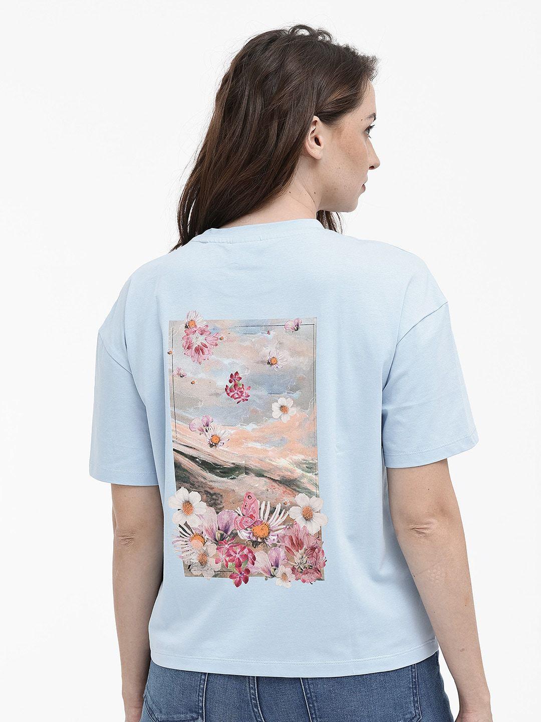 rareism floral printed boxy cotton t-shirt