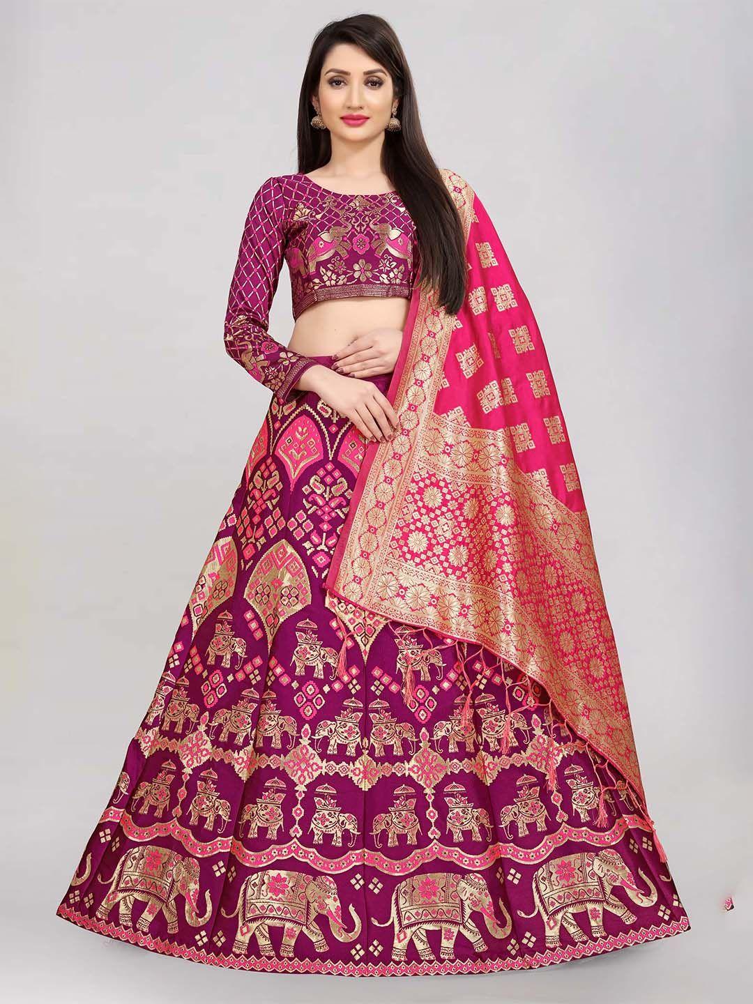 mitera semi-stitched lehenga & unstitched blouse with dupatta