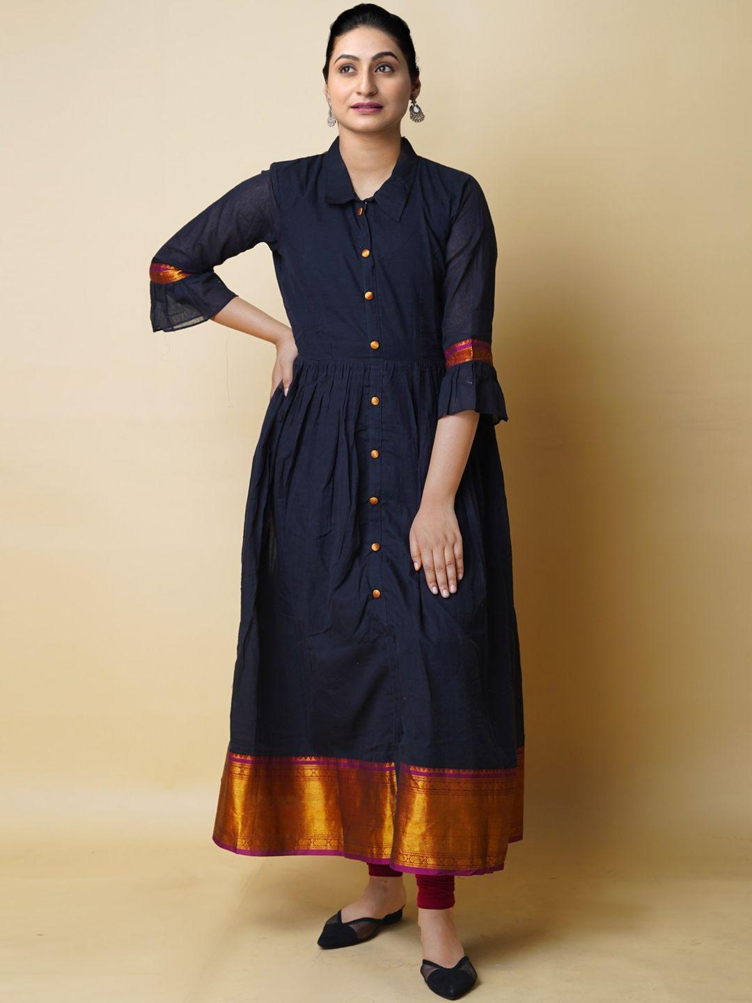 unnati silks flared sleeves cotton thread work handloom kurta