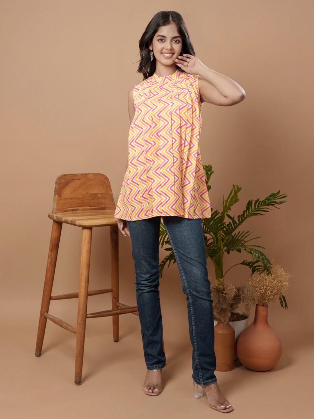 weavllite high neck printed tunic