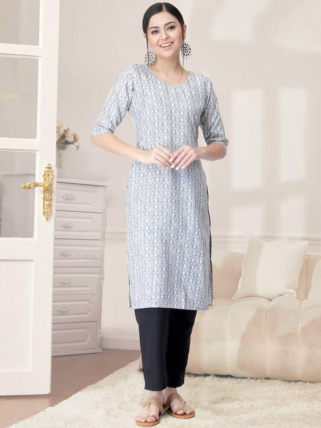 kalini ethnic motifs printed round neck regular kurta with trousers