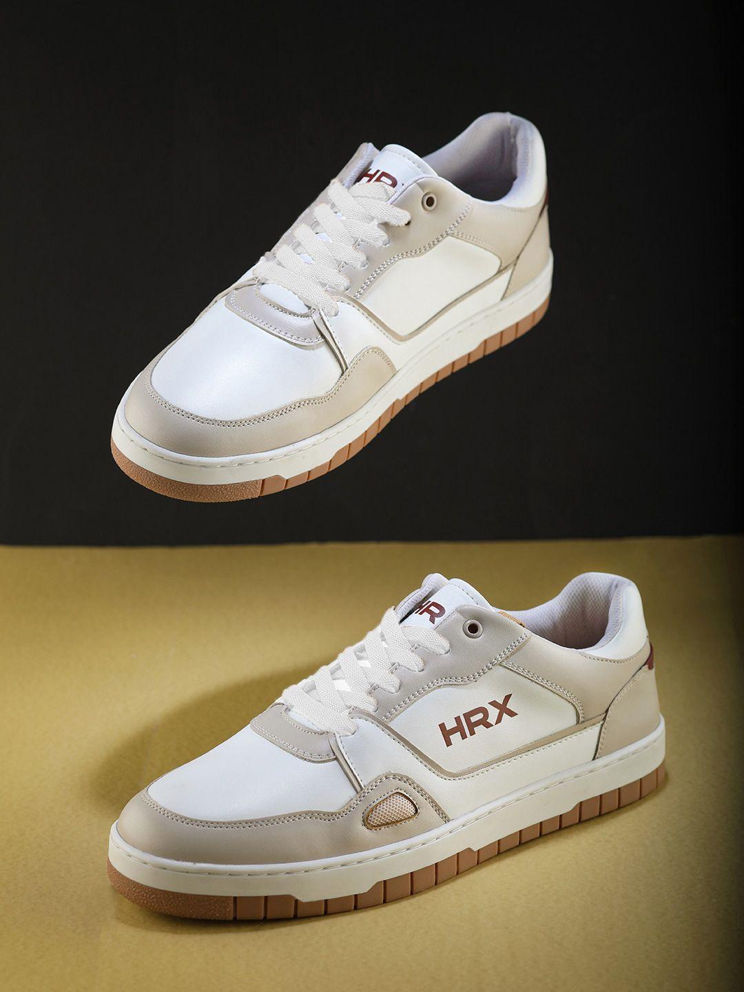 hrx by hrithik roshan men white gamescape colourblocked round toe lightweight sneakers