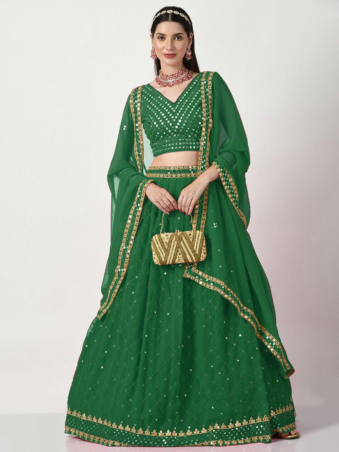 angroop embellished sequinned semi-stitched lehenga & unstitched blouse with dupatta