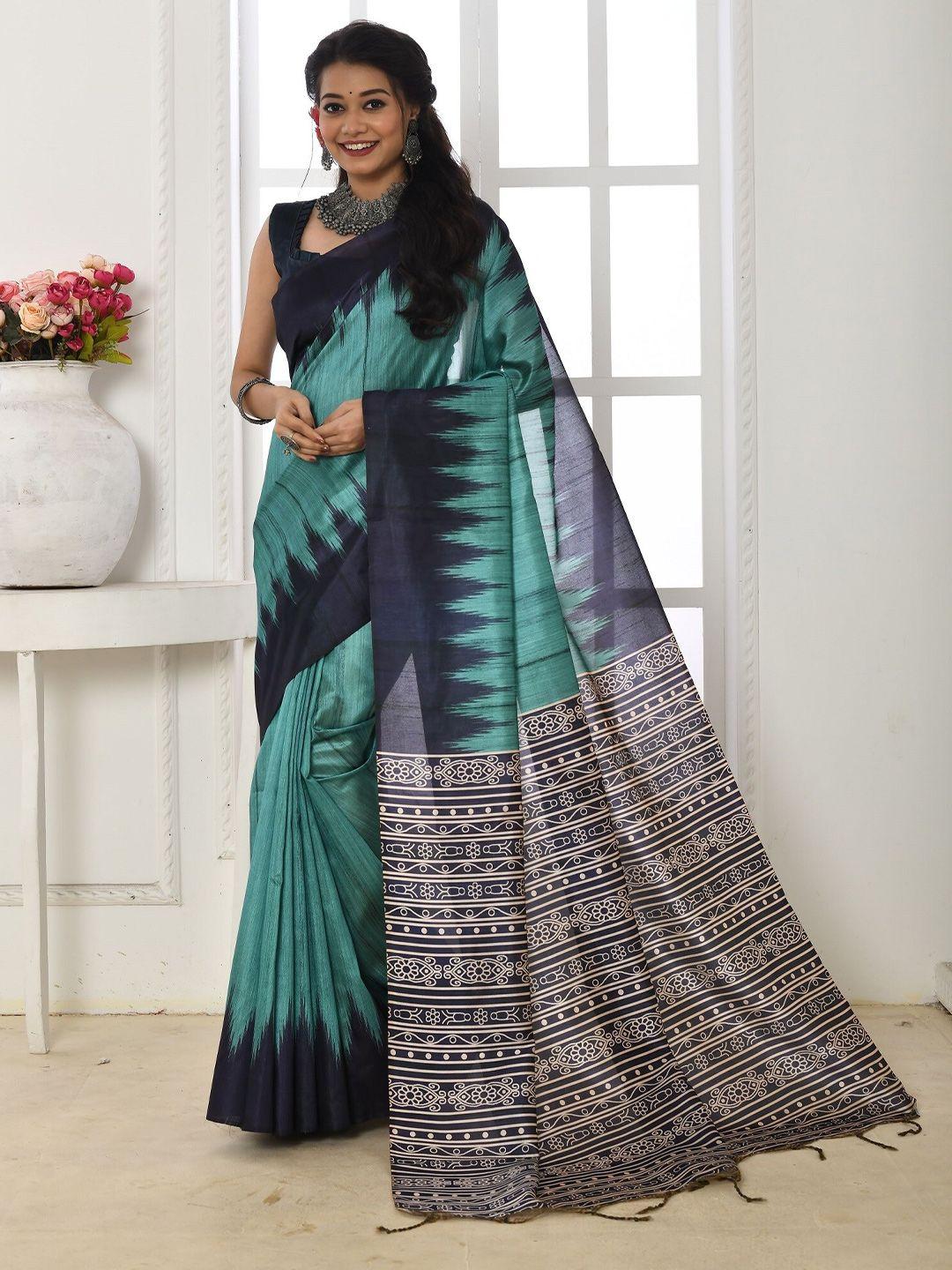 mitera geometric tussar saree