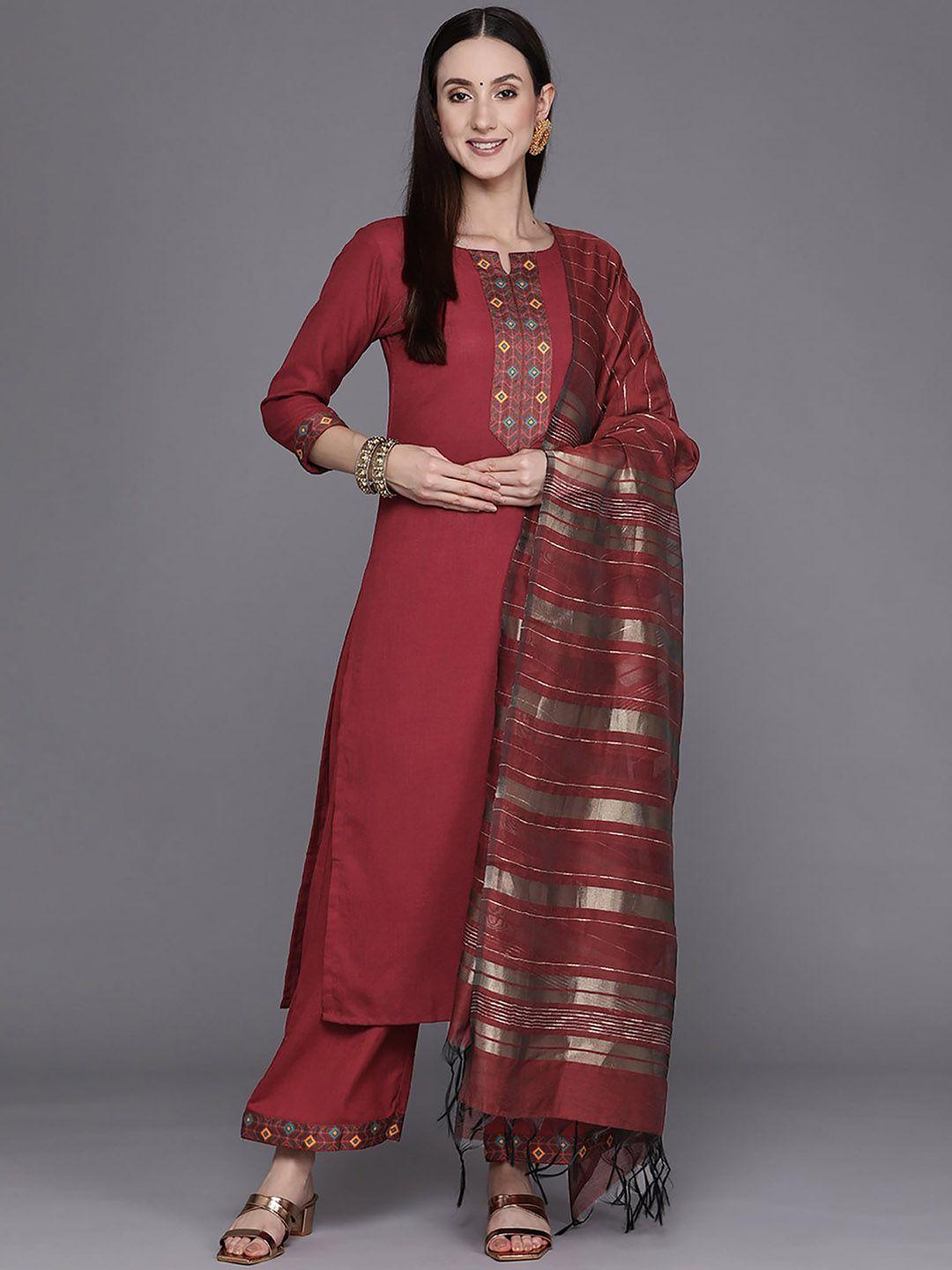 indo era women ethnic motifs yoke design regular patchwork kurta with palazzos & with dupatta