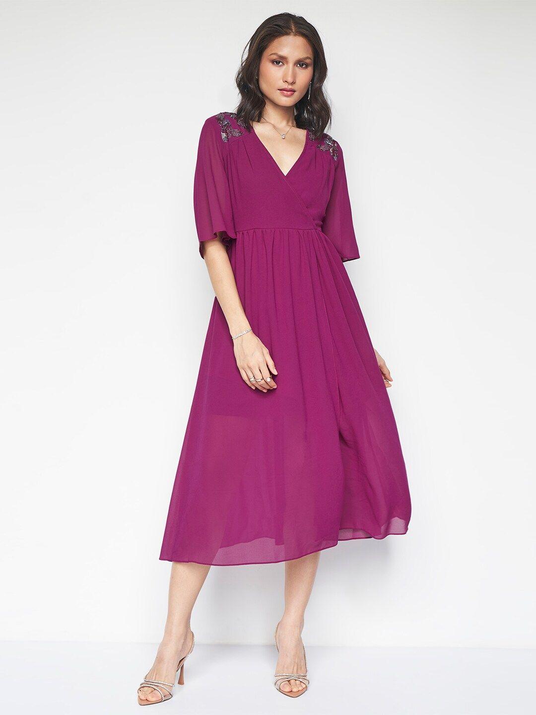 and flared sleeve maxi midi dress