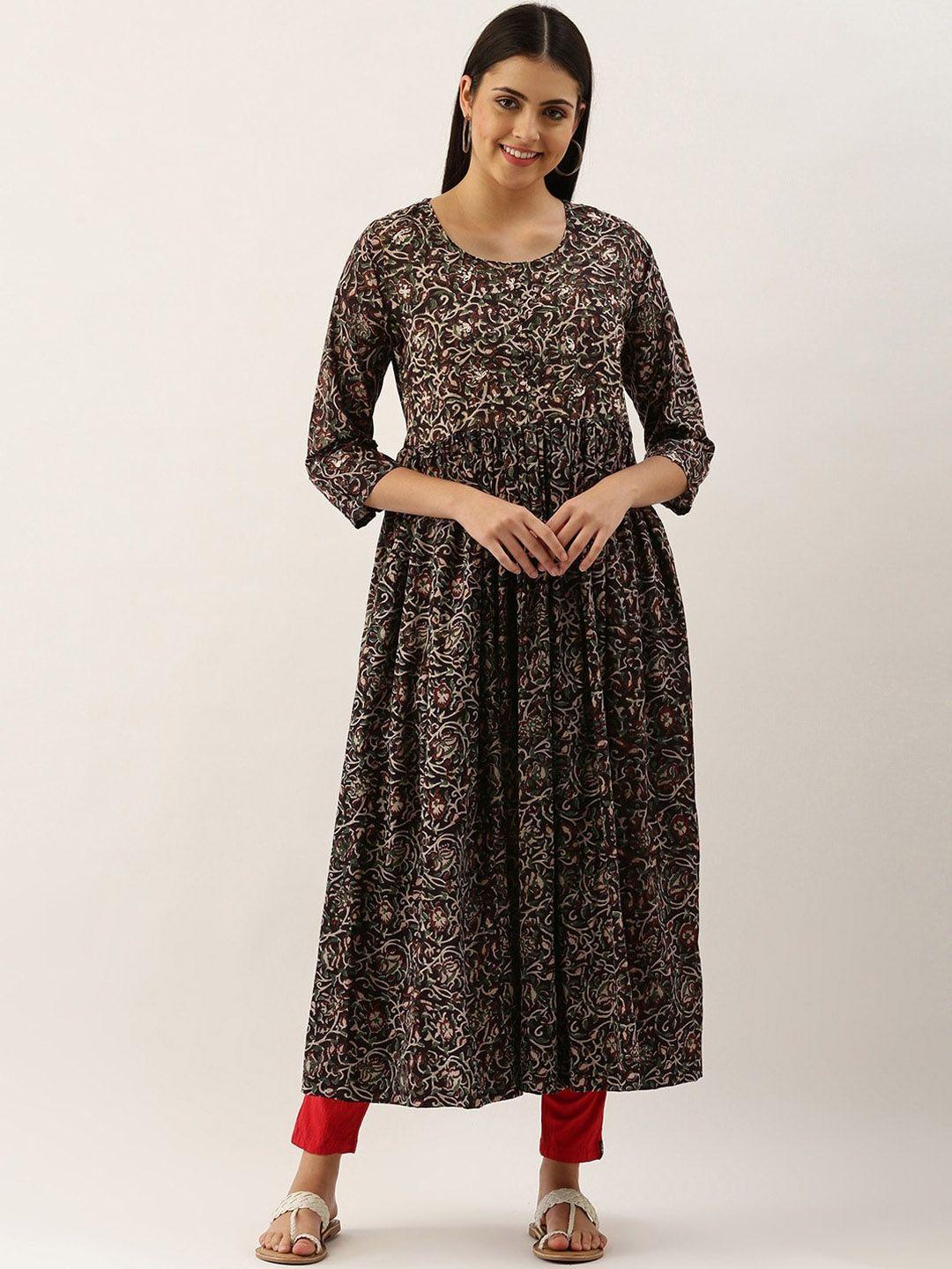 kalini women ethnic motifs printed flared sleeves thread work indie prints anarkali kurta