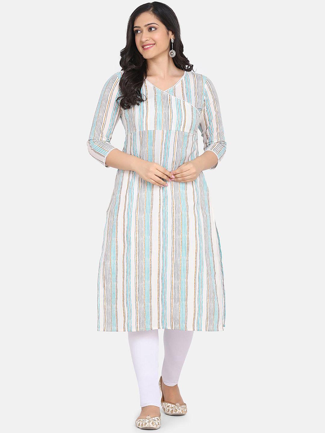 kalini women striped thread work indie prints kurta