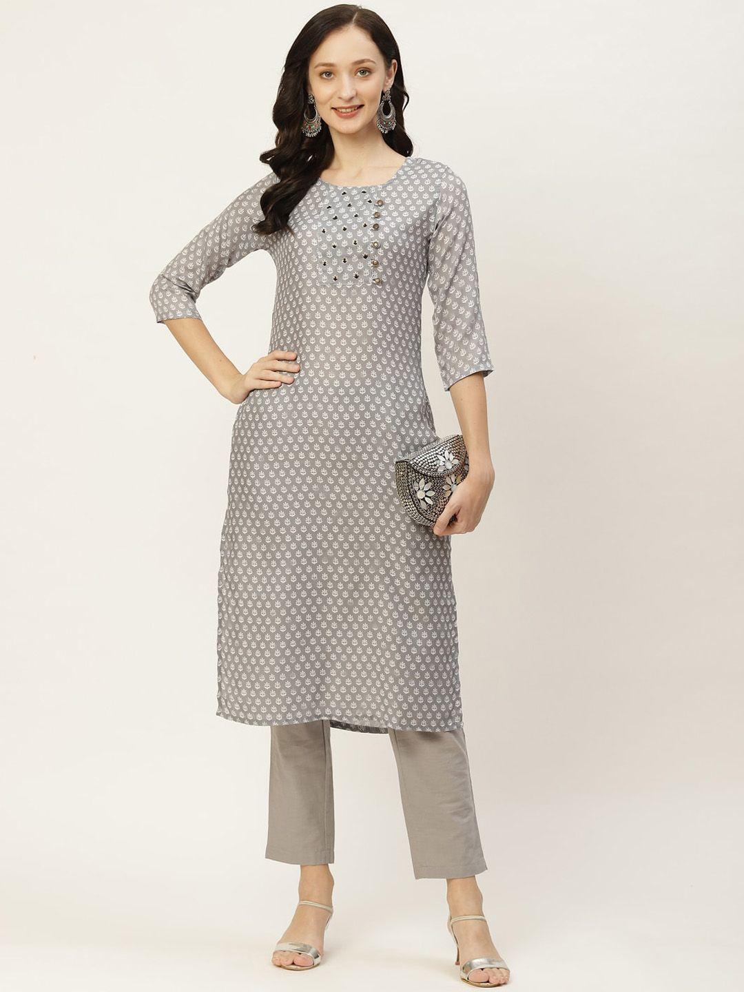 shaily women geometric printed thread work indie prints kurta