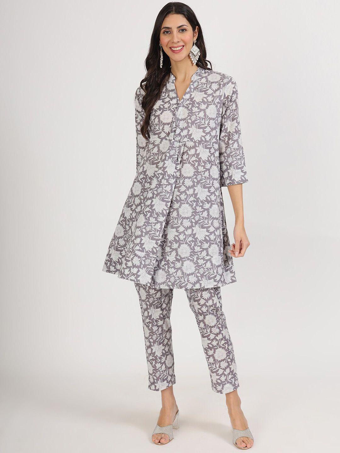 divena women printed pure cotton kurti with trousers